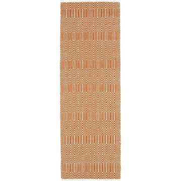 Sloan Modern Duo-Tone Geometric Diamond Hand-Woven Soft-Touch Durable Textured Wool & Cotton Blend Flatweave Orange/Cream Runner-Asiatic Carpets-Rug Love - The Most Loved Rug Store